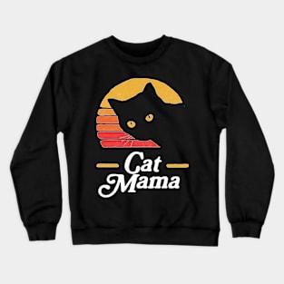 Cat Mama Vintage Eighties Style Cat Retro Distressed Crewneck Sweatshirt